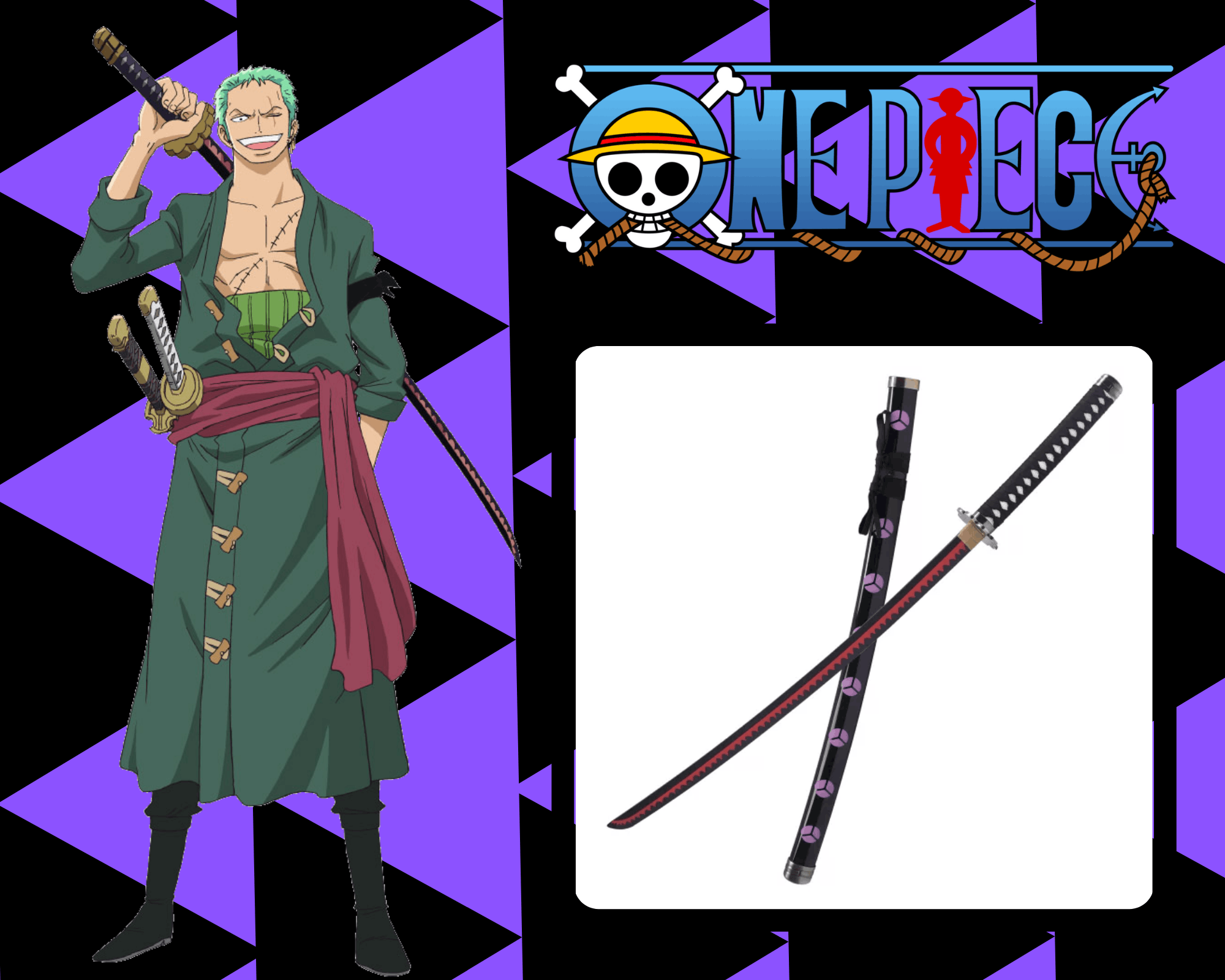 Black Sword Shusui,One piece,Anime Version Katana,Janpanese Samurai sw –  PandaSword
